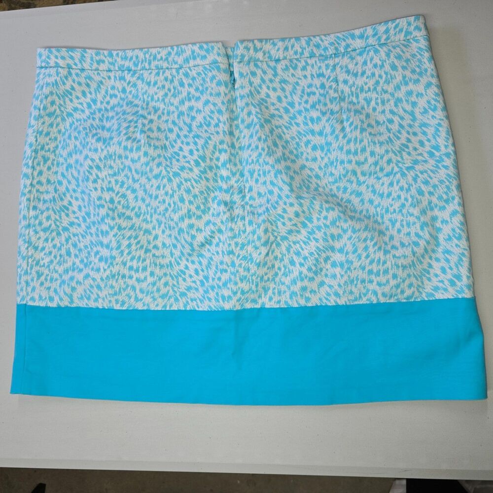 Michael Kors Stretch Cotton Turquoise Animal Print Satin Lined Mini Skirt 16 - Picture 2 of 6
